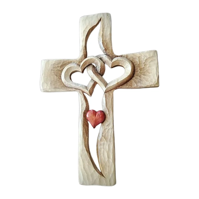

Carved Intertwined Hearts Ornaments Religious Gift Christian Crucifix DropShip
