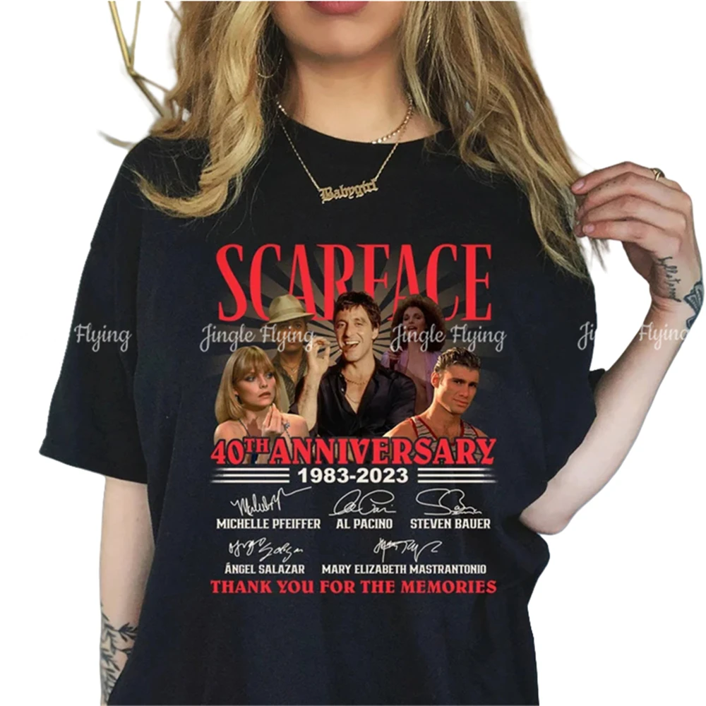 Винтажная футболка из 100% хлопка с принтом Тони Монтаны изображением скалика