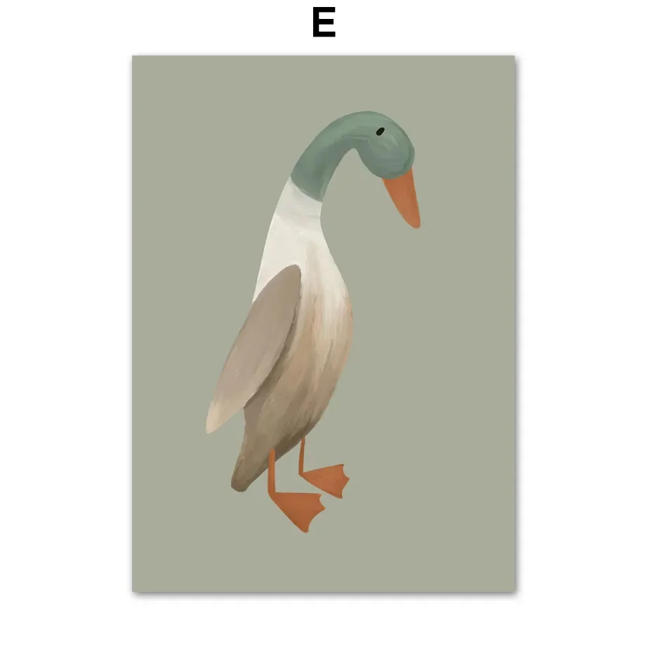 

Детский милый кролик, птица, гусей, леопард, собака, детская настенная живопись на холсте, постеры на скандинавскую тему и принты, фотографии для декора детской комнаты