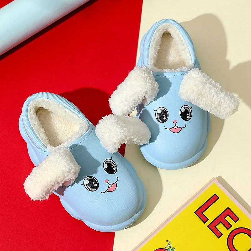 Cartoon Ears Move Rabbit Slippers Parent-child Winter Slippers Plush Warm Child Students Indoor Cotton Slides Boys Girls Slipper