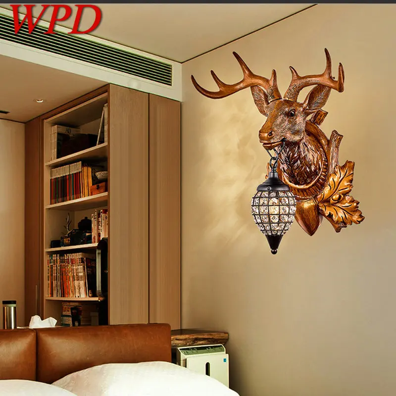

WPD Modern Antlers Crystal Wall Sconce LED Lamp Creative Bedside lighting For Home Living Room Porch Decor