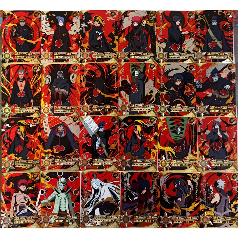 Полный комплект карт Naruto AR Akatsuki 24pc No.001-024 Uchiha Itachi Sasuke аниме Flash Gold Cards Hoshigaki Kisame -