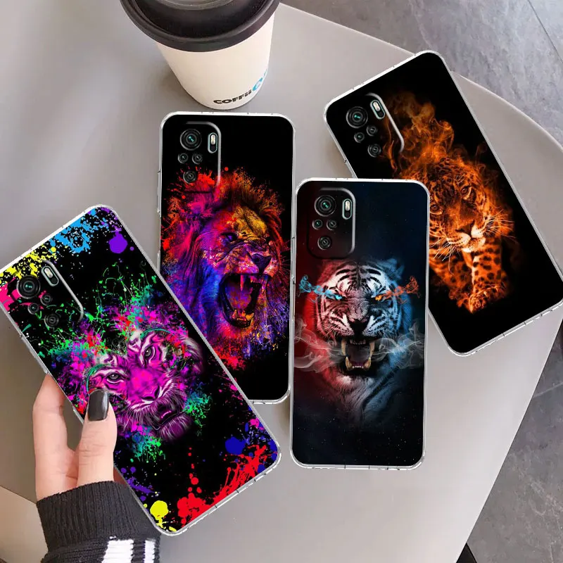 

Tiger Lion Animal Clear Case For Xiaomi Redmi Note 10 11 Pro 9 9T 9A 9S 8 10C 9C 7 8T K40 tpu Soft Phone Cover