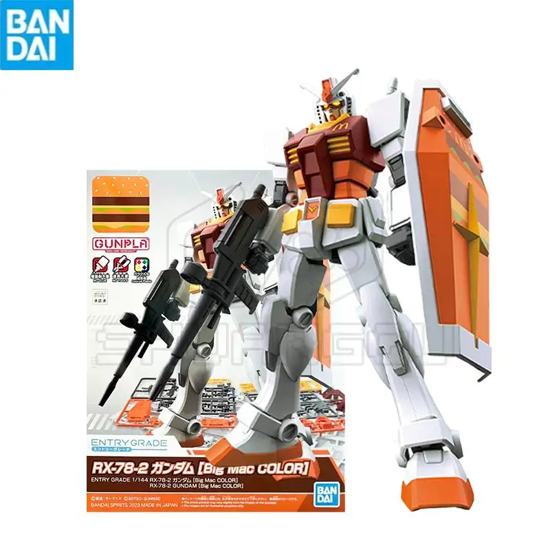 

Bandai Gunpla EG RX-78-2 Gundam Big Mac Color McDonald's Limited Assembly Model 1/144 Collectible robot kits Models Kids Gift