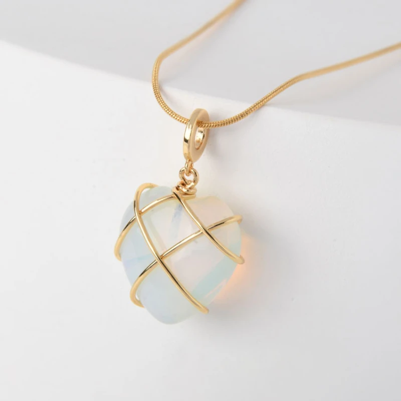 2022 Fashion Opal Heart Necklace Castle Necklace For Woman Girls Rose Quartz Barbie Necklace Jewelry Accessories Gift