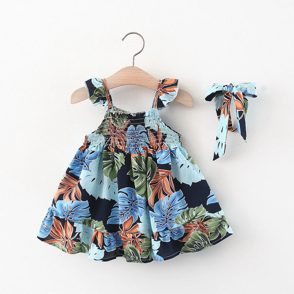 

Melario/новое летнее платье для маленьких девочек Милая Цветочная детская одежда для малышей пляжное платье принцессы с шапкой одежда для мале...