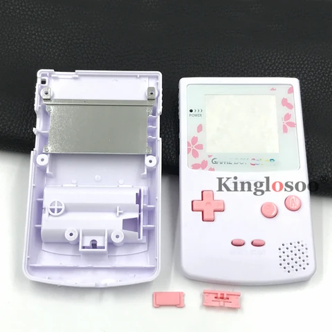 Стеклянный полноэкранный чехол с линзой цветущего вишневого цвета, чехол, чехол для игровой консоли Nintendo Game Boy Color GBC, сменные корпуса