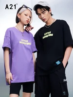 a21 women casual baggy t shirts summer 2022 fashion couple clothing loose letter printed tees female half sleeve 100 cotton top