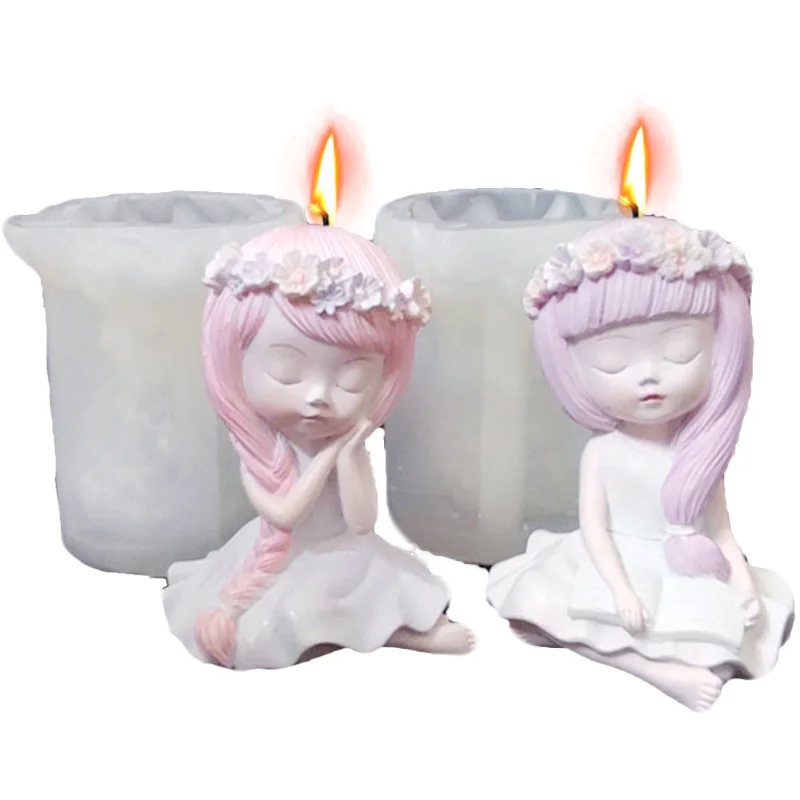 Flower Fairy Silicone Candle Mold Garland Angel Soap Resin Plaster Mould Human Girl Ice Chocolate Cake Making Home Decor Gift