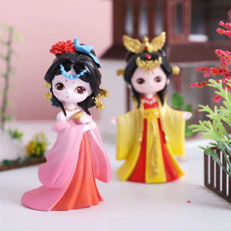 

4pcs/Set Chinese Style Mini Resin Action Figures Vintage Dress Beauty Doll Miniature Cute Figurines Dolls Garden Decoration gift