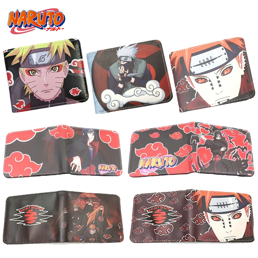 

Naruto Cartoon Wallet Anime Figure Kakashi Itachi Akatsuki Men Short Coin Purse Bifold PU Wallet Card Holder Purse Kids Toy Gift