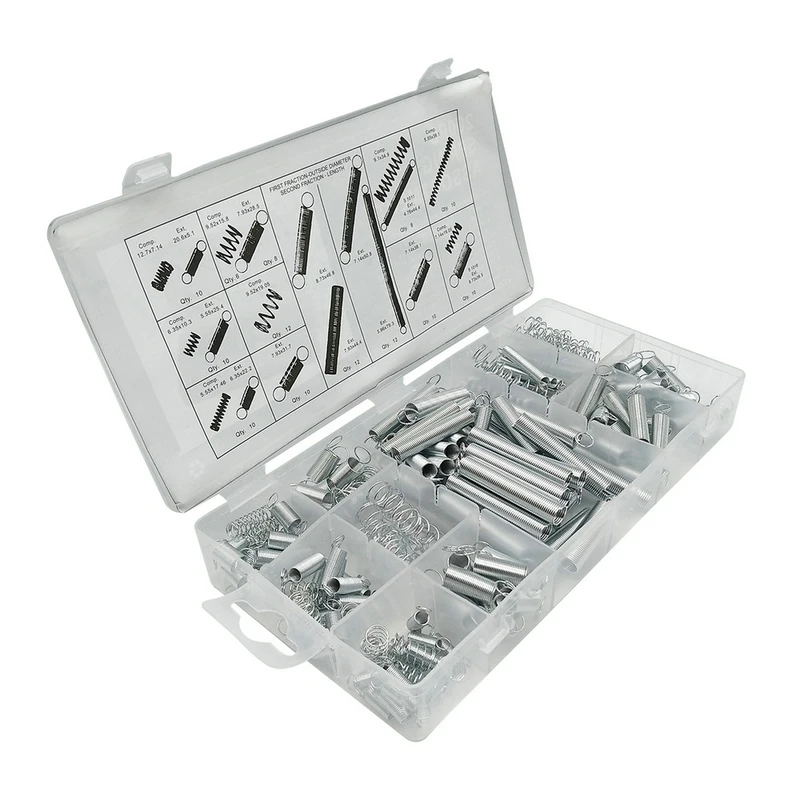 

200PCS Steel Spring Set Extension Springs Compression Springs Combination Assorted With Storage Box Portable Tool Set 20 Sizes