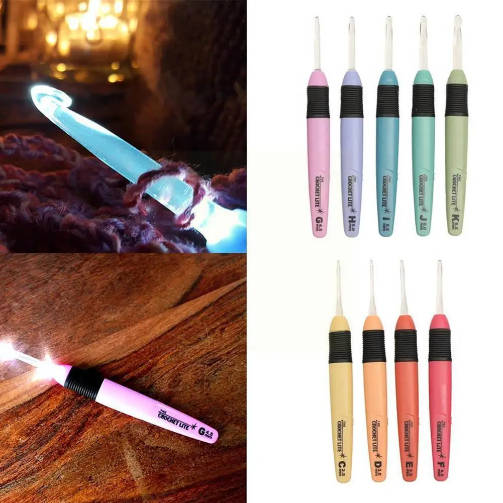 

Набор светодиодных вязальных крючков E1o8, вязальные спицы с подсветкой, аксессуары для рукоделия