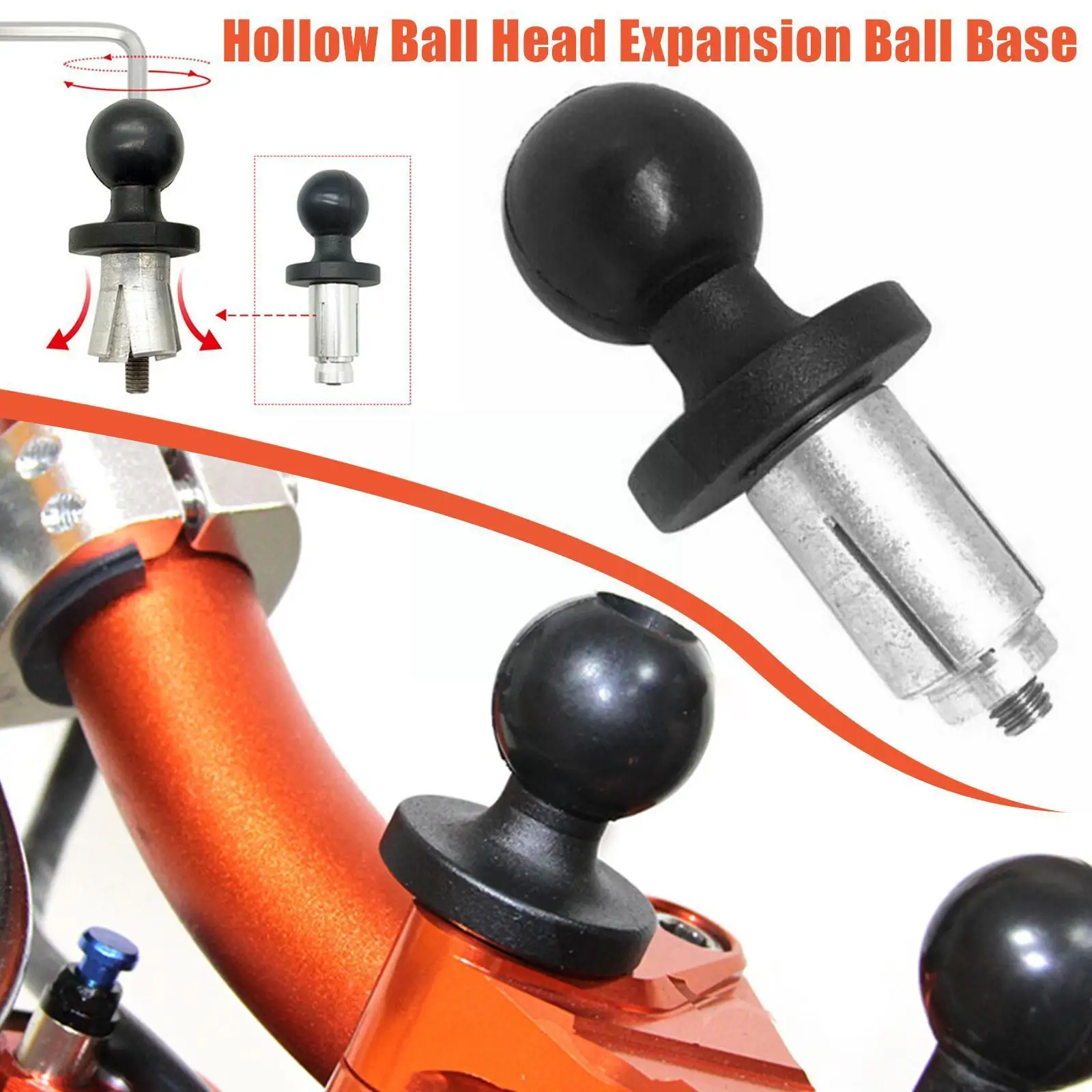 

Motorcycle Front Fork Stem Base Ball Adapter Rubber Base Head Compatible with RAM Mount for Gopro Ball Mount Adapter E6V4