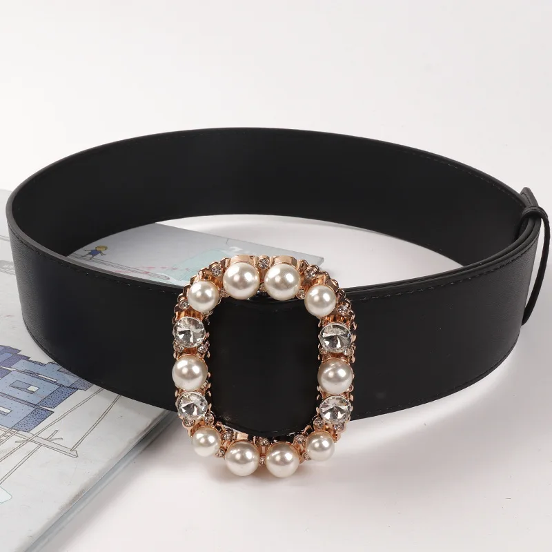 Diamond Pearl Belt Women's Accessories Versatile Black Girdle