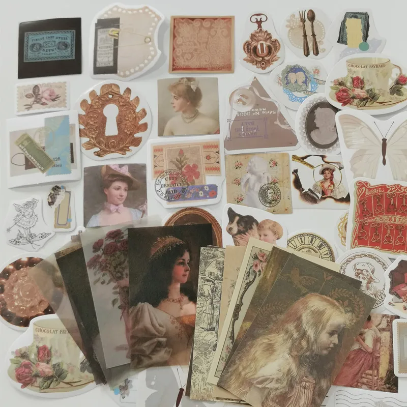 

60Sheets Vintage Manor Plant Flower Bird Collage Material Paper DIY Scrapbooking Album Junk Journal Planner Decorative Stickers