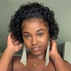 Парик из коротких вьющихся человеческих волос, парик с вырезами фея, дешевый парик из человеческих волос размером 13x1, прозрачный парик на сетке для женщин, парик с выщипанной линией волос