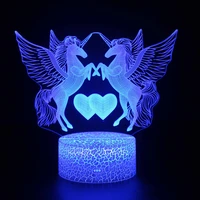 new strange unicorn touch colorful creative 3d light led small night light home acrylic board gift table lamp visual light