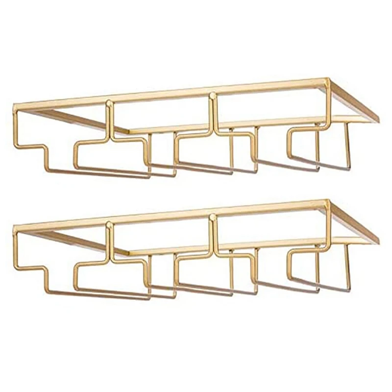 

Retail 2X 3 Rows Wine Glass Rack Und Er Cabinet Stemware Holder Iron Wine Glass Organizer Glasses Storage Hanger