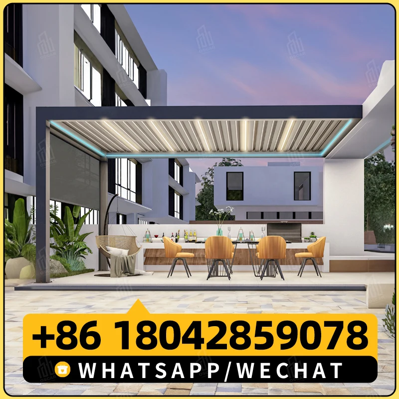 YASN 3x6M Высококачественная уличная пергола затемняющая моторизованная молния