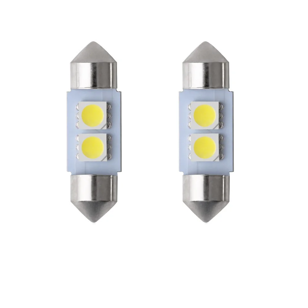 

4 шт., ламсветильник для внутреннего освесветильник автомобиля, 5050 дюймов, 2SMD, C5W, 31 мм, 0,2 Вт, 12 В переменного тока