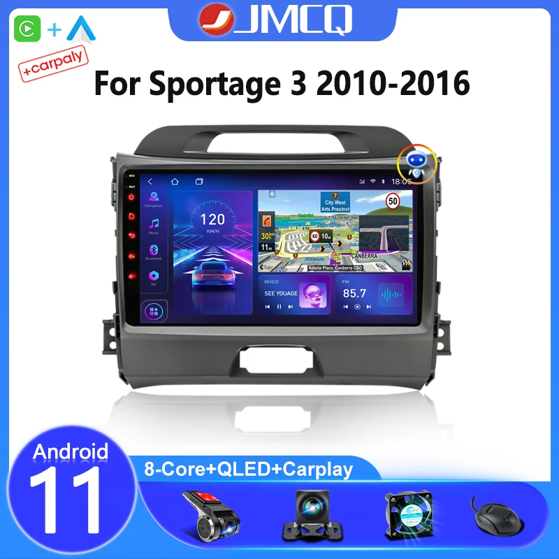 Автомобильный радиоприемник JMCQ Android 11 для KIA Sportage 3 2010 2011-2016 мультимедийный видеоплеер 2din навигация GPS автомобильное стерео головное устройс...