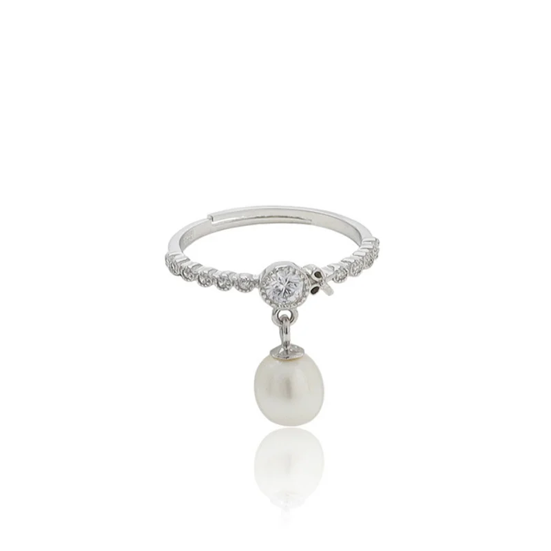 

MeiBaPJ Natural Freshwater Pearl rotate Versatile Bow Ring Real 925 Sterling Silver Fine Wedding Jewelry For Women