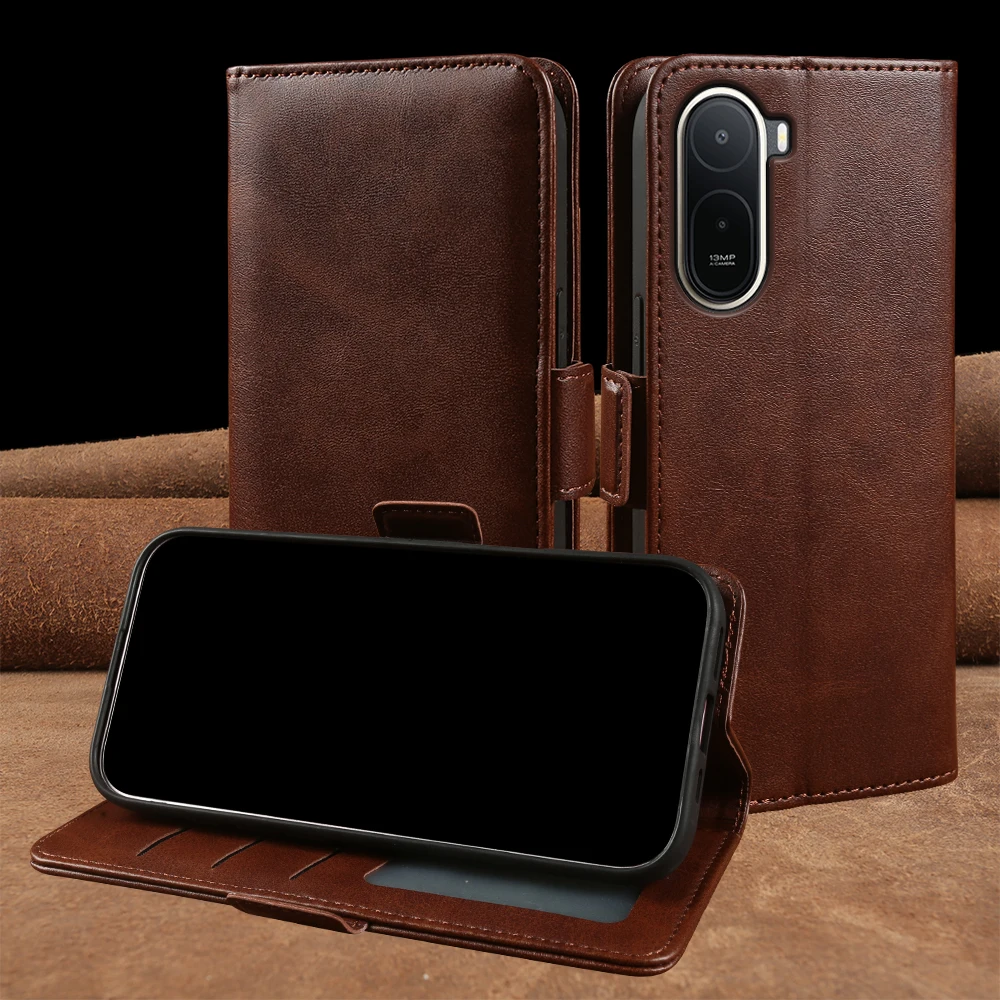 Фото Чехол-книжка из телячьей кожи для Xiaomi Redmi A7 Pro 4G 15A Note 15 13 14 Pro Plus 14S 14C A5 Turbo 5 Max K90 Pro Max. №1