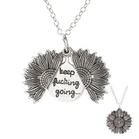 new creative flower shaped necklace sunflower double layer lettering necklace alloy upgrade version can open collarbone chain