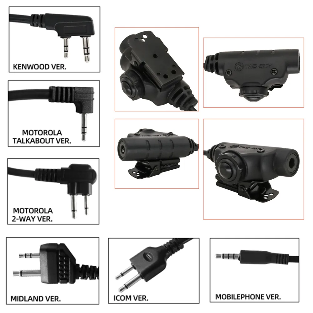 Tactical Ptt Airsoft Shooting Tactical Headset Adapter U94 V2 PTT for Kenwood/Midland/Motorala/Icom Walkie-Talkie Headphone PTT