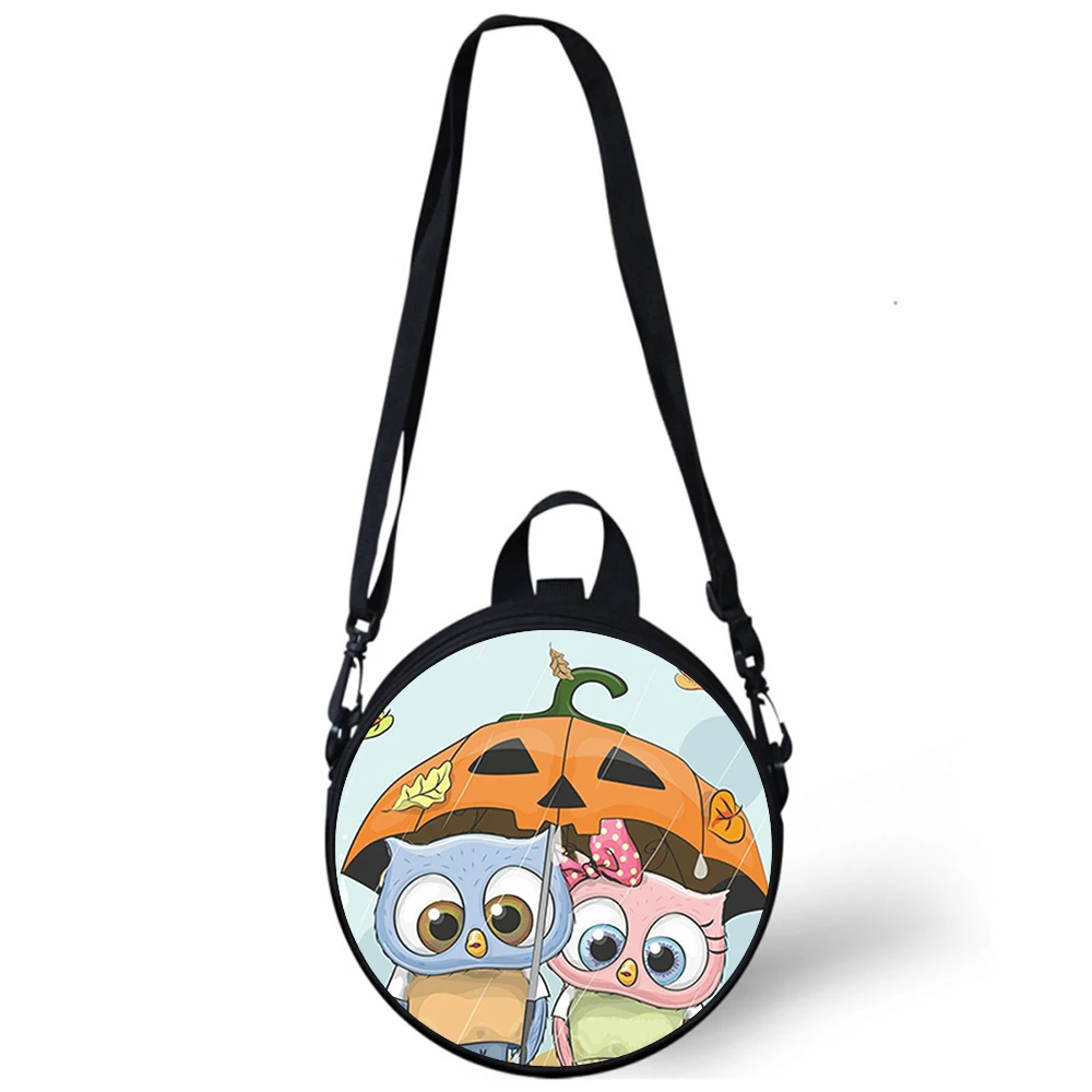 Cartoon animal owls Child kindergarten Bag 3D Print Crossbody Shoulder Bags For School Women Mini Round Bagpacks Rugtas Bag