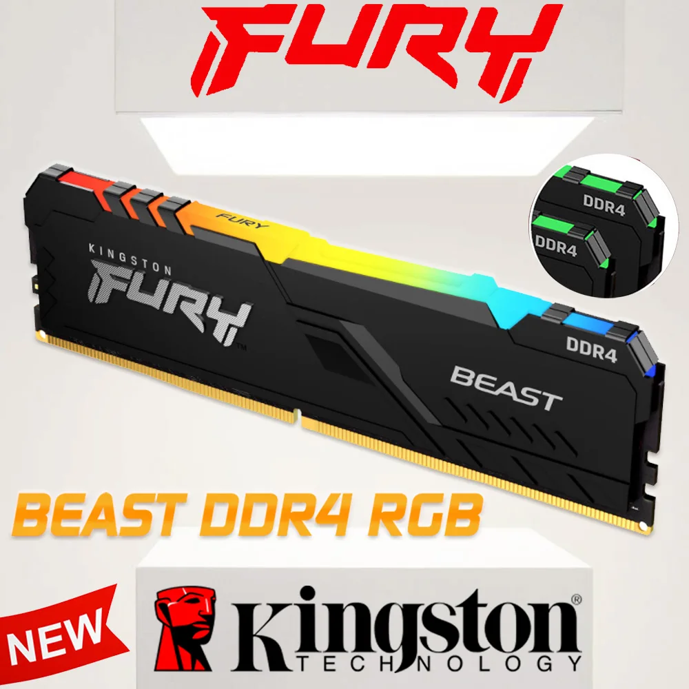 Kingston Fúria Besta Rgb Ddr4 2666mhz 3200mhz 3600mhz Ram de Desktop Memória Ram Rgb Ddr4 Ram gb 16 8gb Fúria Besta Ddr4 100% Novidades