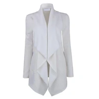 2021 winter coat jacket ladies elegant ruffled lapel ladies elegant cardigan mid length jacket pocket long sleeve jacket