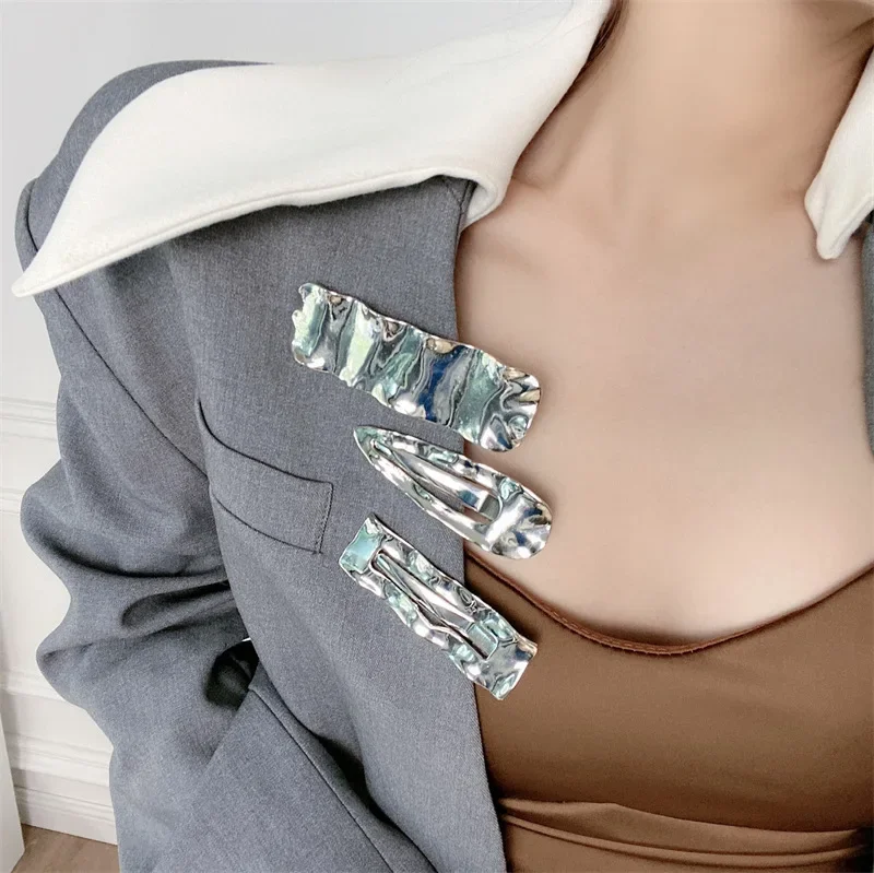 Новые модные волнистые металлические заколки для волос девочек геометрические