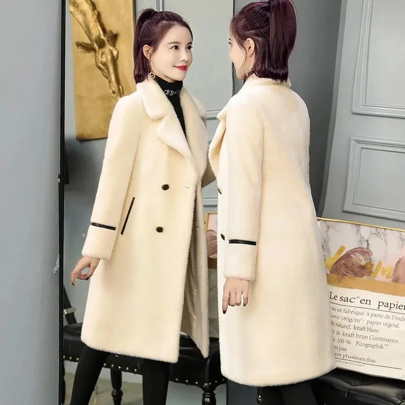 Imitation Fur Coat Women's New 2022 Autumn And Winter Parka Long Thick Outwear Imitation Mink Fleece Coat Ladies Wool Coat