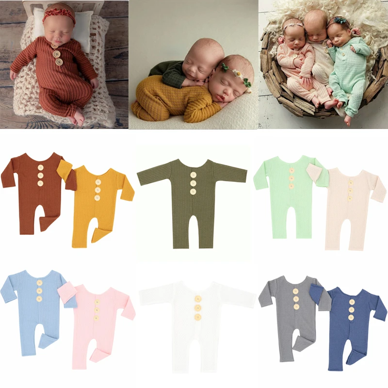 Newborn Photography Prop Clothing Studio Twin Infant Photo Props Accessories Male And Female Baby 0-2 Month Shooting Jumpsuit