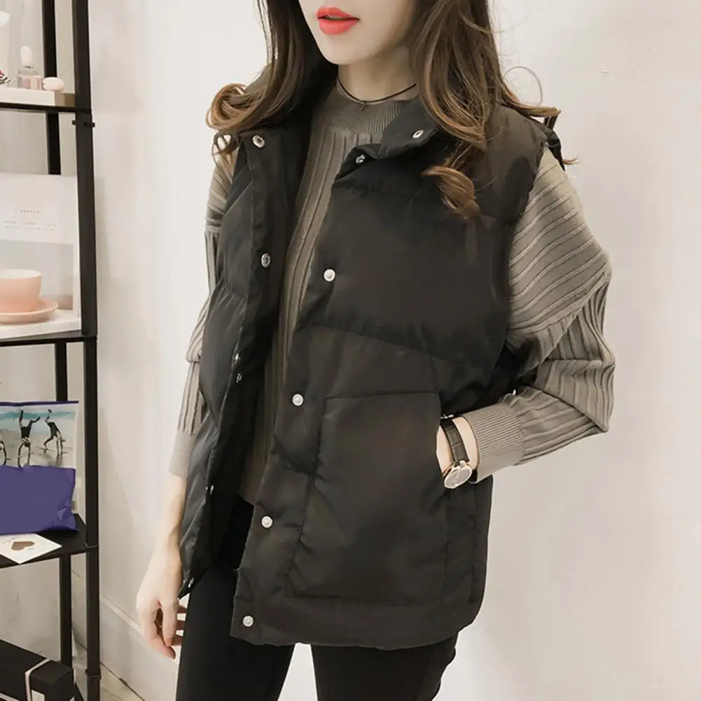 

Women Winter Vest Thicken Cardigan Thermal Smooth Surface Women Winter Waistcoat Women Cotton Vest for Outdoor