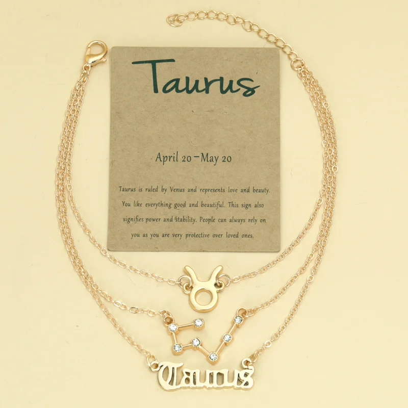 

Cardboard Star Zodiac Sign 12 Constellation Necklaces Crystal Charm Chain Choker Necklace for Women Birthday Jewelry Gift