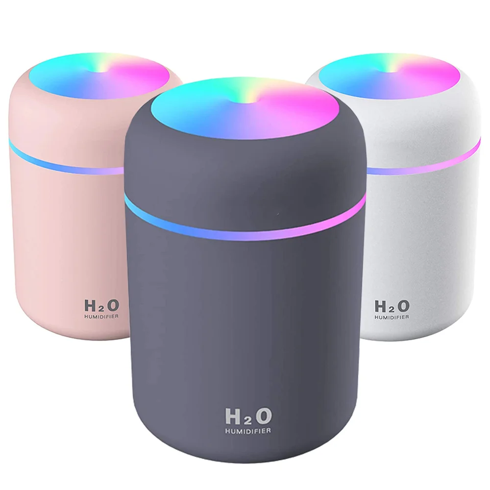 

Portable Mini Humidifier 300ml Aroma Oil Diffuser Electric RGB Light Small Humidifiers for Bedroom Car 2 Cool Mist Modes Quiet