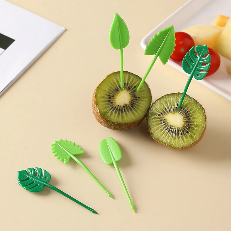 

1 Set Food Grade Plastic Cartoon Kid Cake Fruit Toothpick Party Decoration Fruit Fork Chick Chelonian Leaf Fruit Fork