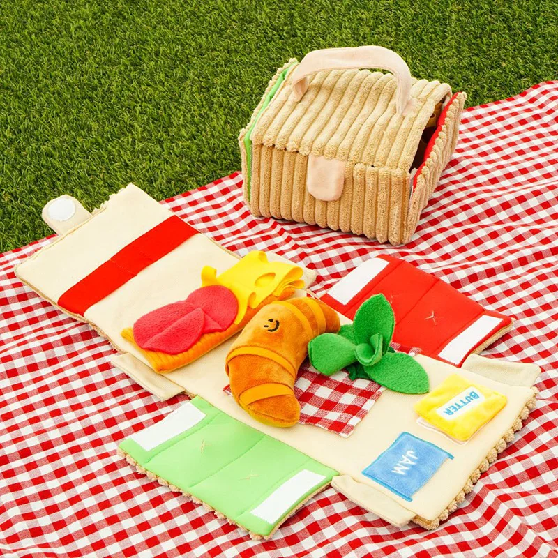 Picnic Box Croissant Set Of Pet Toys Bb Vocal Toys Puppy Chihuahua Yorkshire Hidden Food Plush Toys Dog Supplies