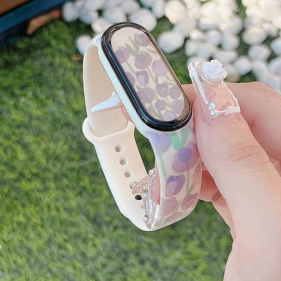 Strap For Xiaomi Mi Band 7 6 5 4 3 Watch Band Creative Graffiti Style Silicone Bracelet Replacement For Miband 4 5 Wristband images - 6