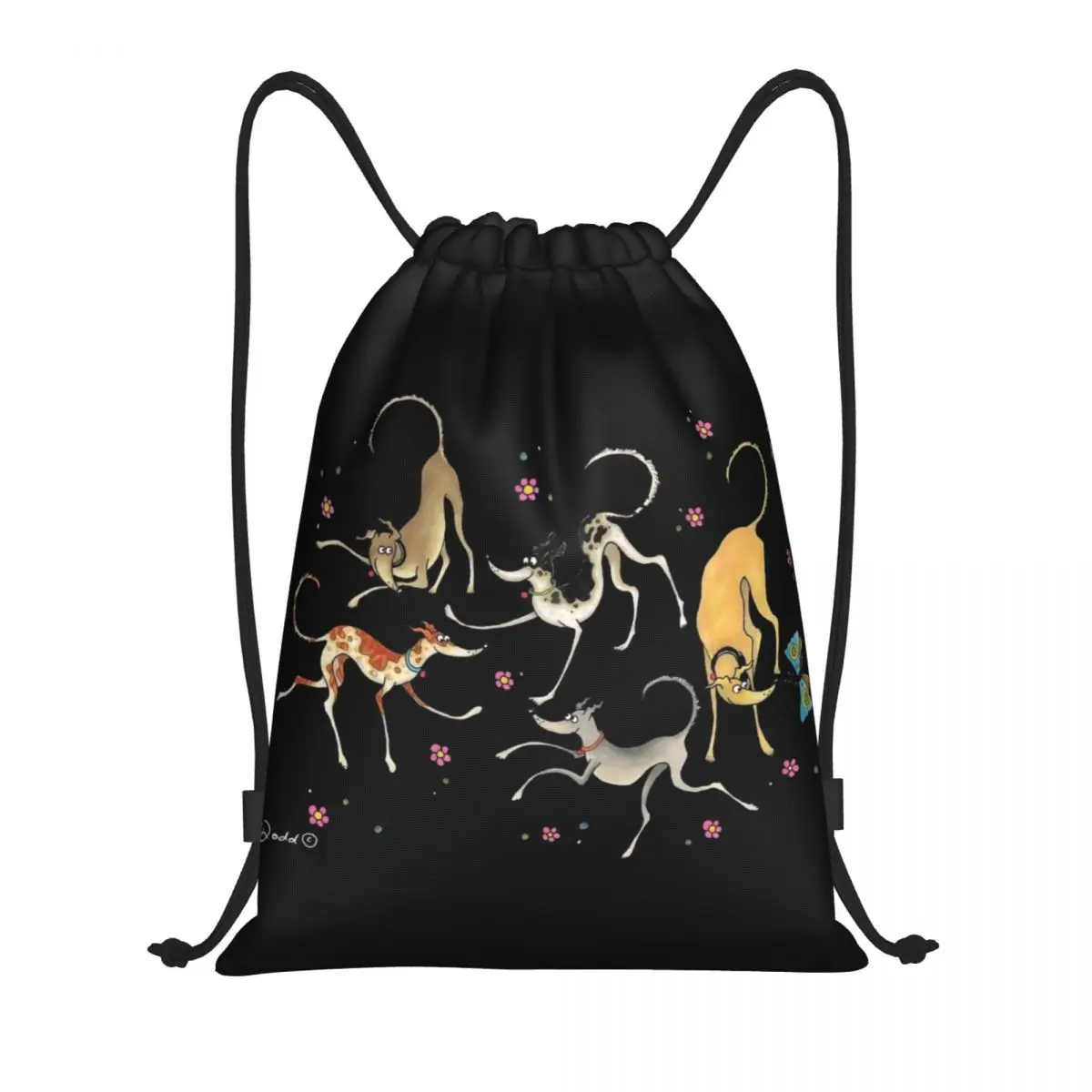 

Garden Party Greyhounds Lurcher Drawstring Backpack Bags Lightweight Whippet Sighthound Dog Gym Sports Sackpack Sacks for Yoga