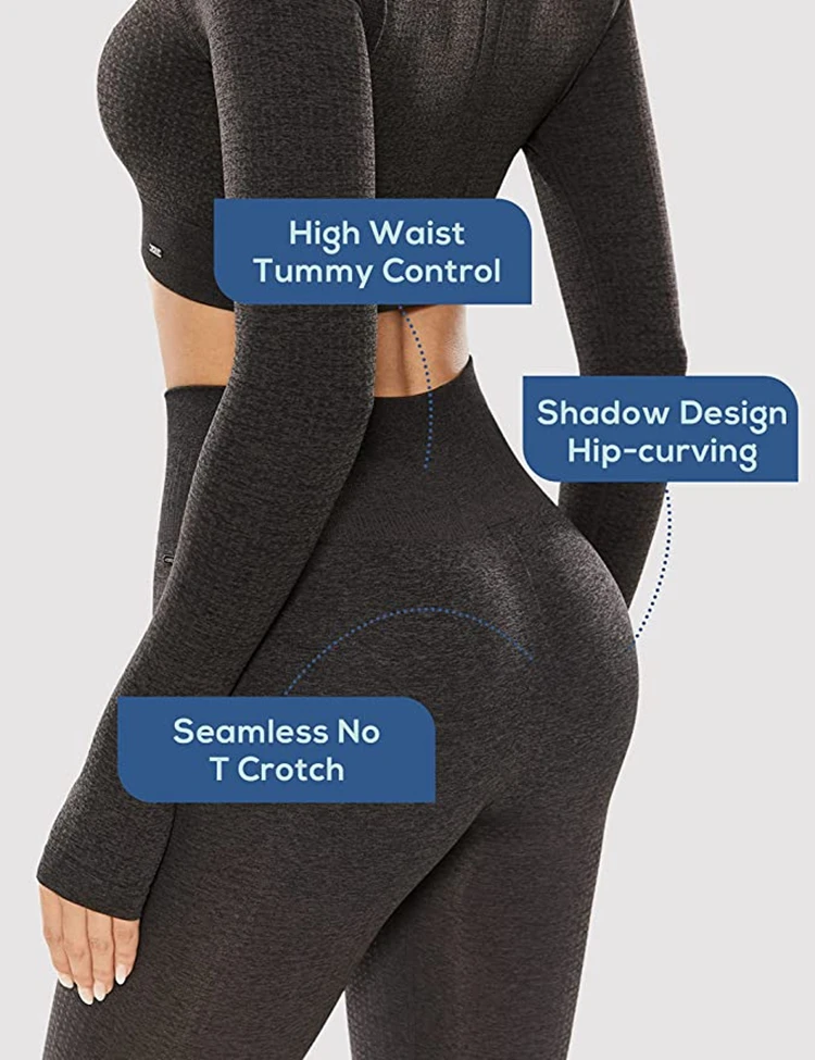 Yoga Leggings Women's High Waisted Workout Seamless Leggings Gym Booty Lifting Tummy Control Yoga Pants - 25Inches Elastic