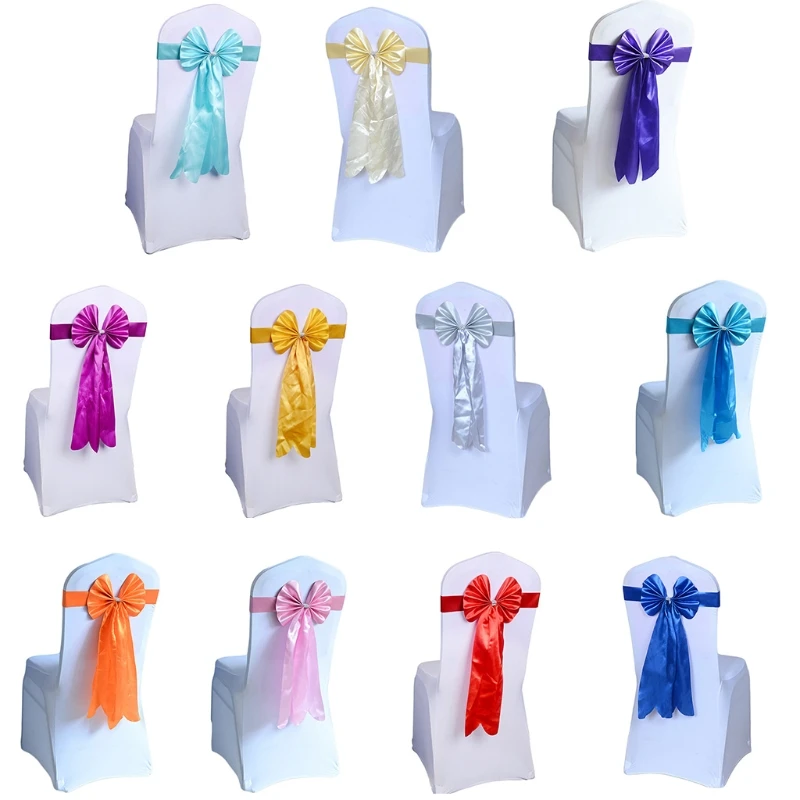 

Satin Wedding Chair Sash Ribbon Bow Tie Rhinestone Buckle Band Party Decoration