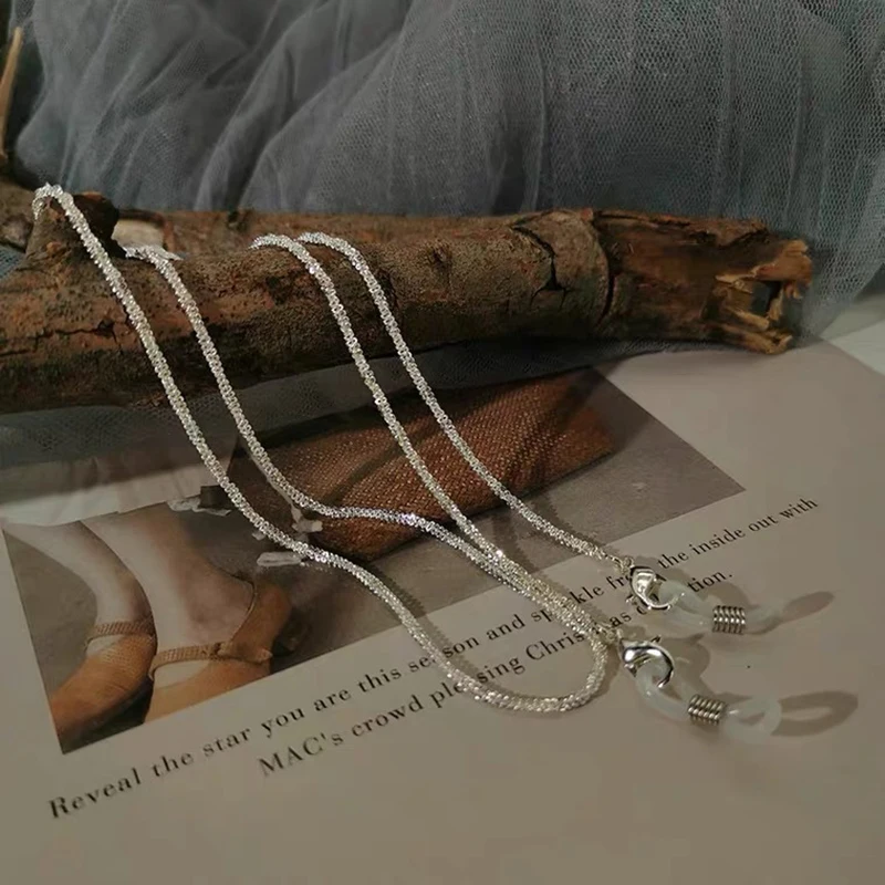 Цепочка для очков с блестящими линзами женская шнур из нержавеющей стали защитой