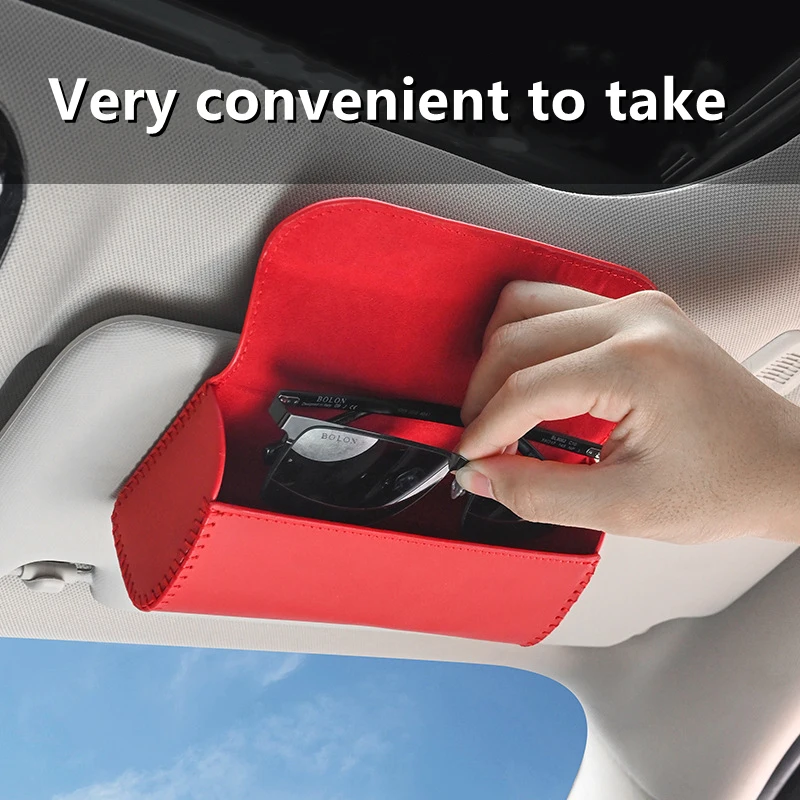 

Car Sun Visor Sunglasses Case Clip Hanger Magnetic Fastener Sunglasses Holder PU Leather Flannel Storage Box Eyeglasses Holder