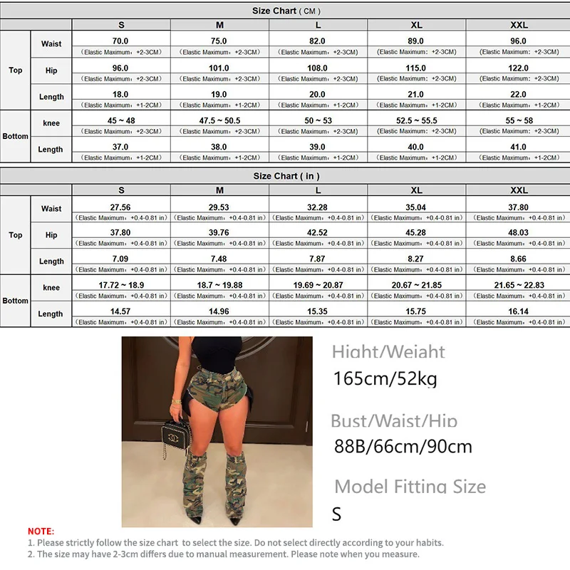 Women Sexy Camouflage Shorts with Leg Socks 2023 Summer Irregular Pocket Fashion Army Green Streetwear Pant Sets