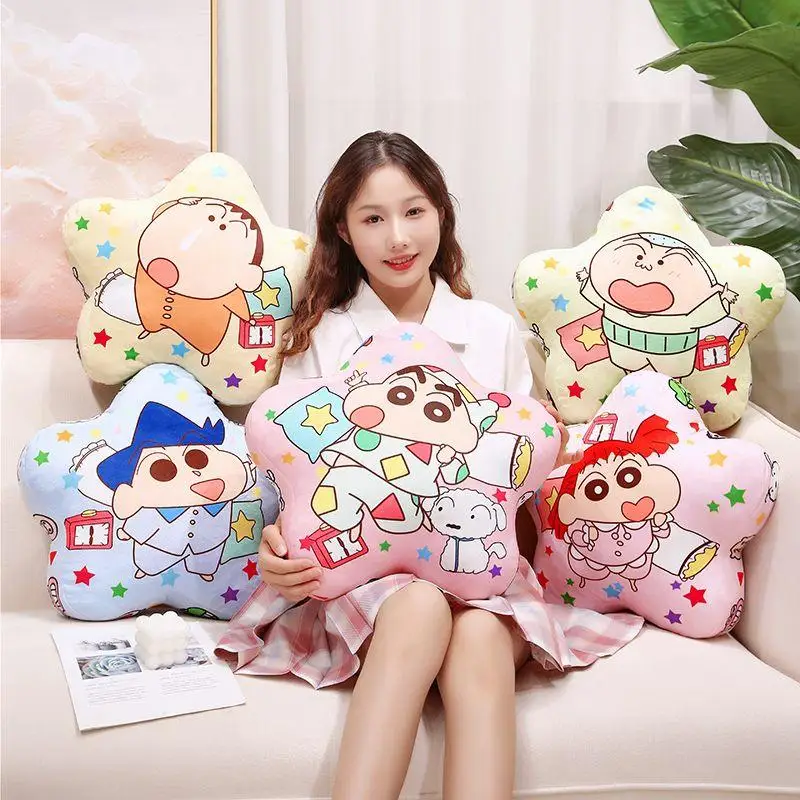 

Kawaii Crayon Shin-Chan Pillow Plush Toys New Flower Shaped Cartoon Doll Home Furnishing Decoration PP Cotton Filling Gifts