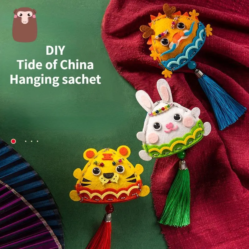 

Dragon Boat Festival Sachet Diy Material Package Twelve Zodiac Handmade Sachet Wormwood Ornaments Gift Children Gift Toys